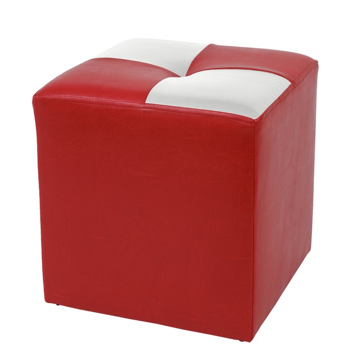 Taburet Cool - imitatie piele rosu/alb - 21900/21894