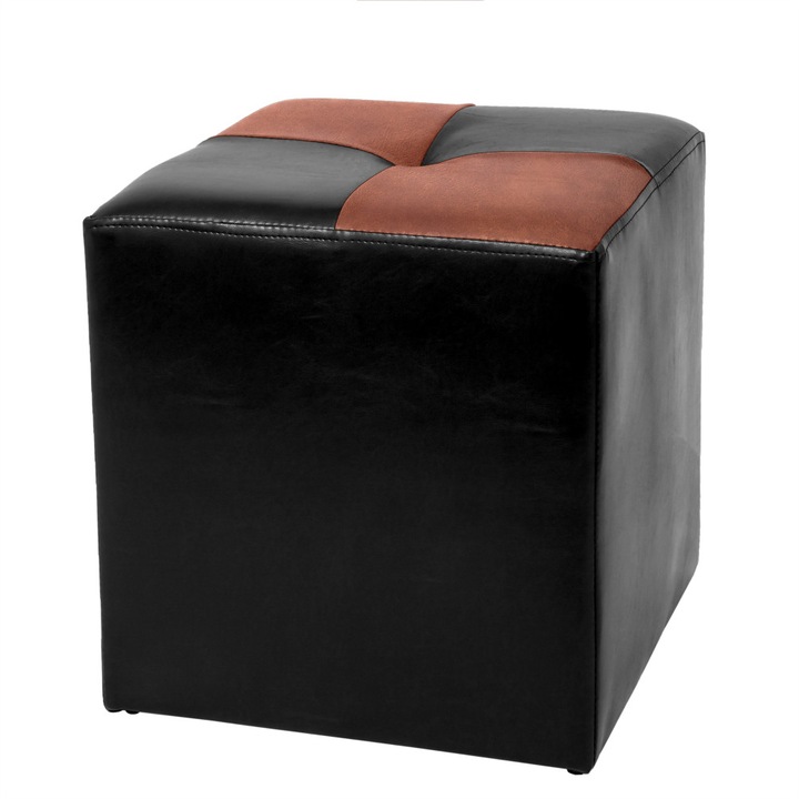 Taburet Cool - imitatie piele negru/coniac - 21901/8070