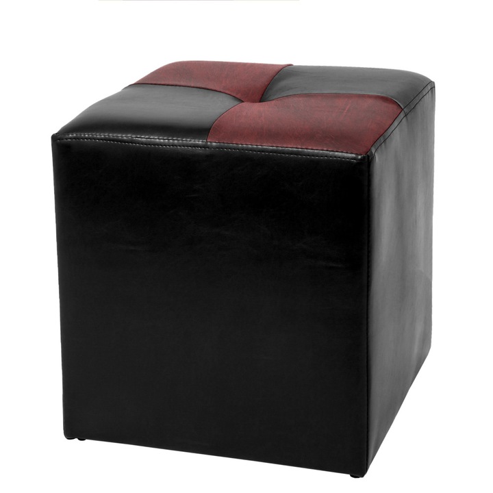 Taburet Cool - imitatie piele negru/bordo - 21901/21902