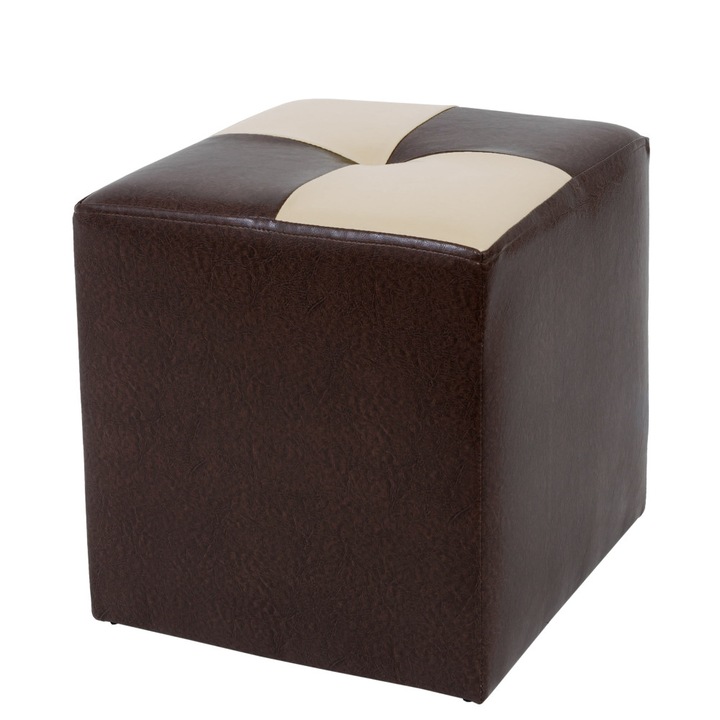 Taburet Cool - imitatie piele maro/crem - 15611/21834
