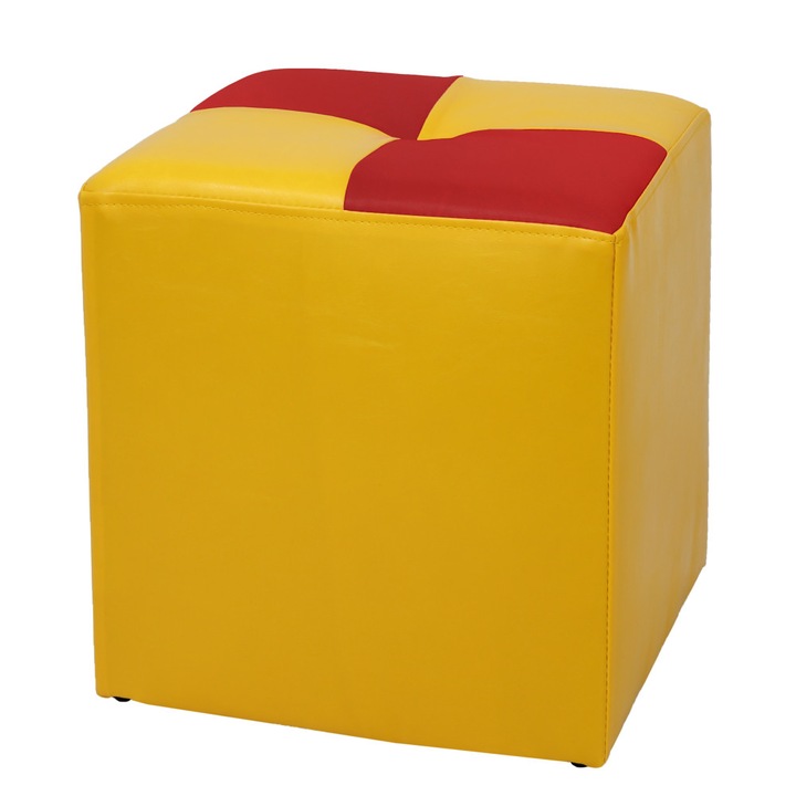 Taburet Cool - imitatie piele galben/rosu - 22168/21900