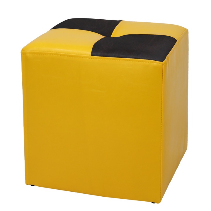 Taburet Cool - imitatie piele galben/wenge - 22168/21835