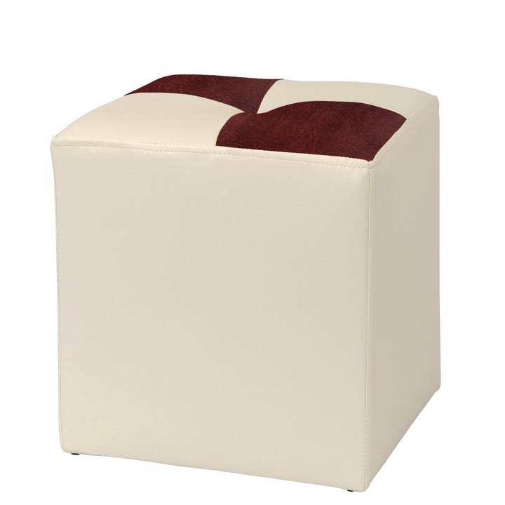 Taburet Cool - imitatie piele crem/bordo - 21834/21902