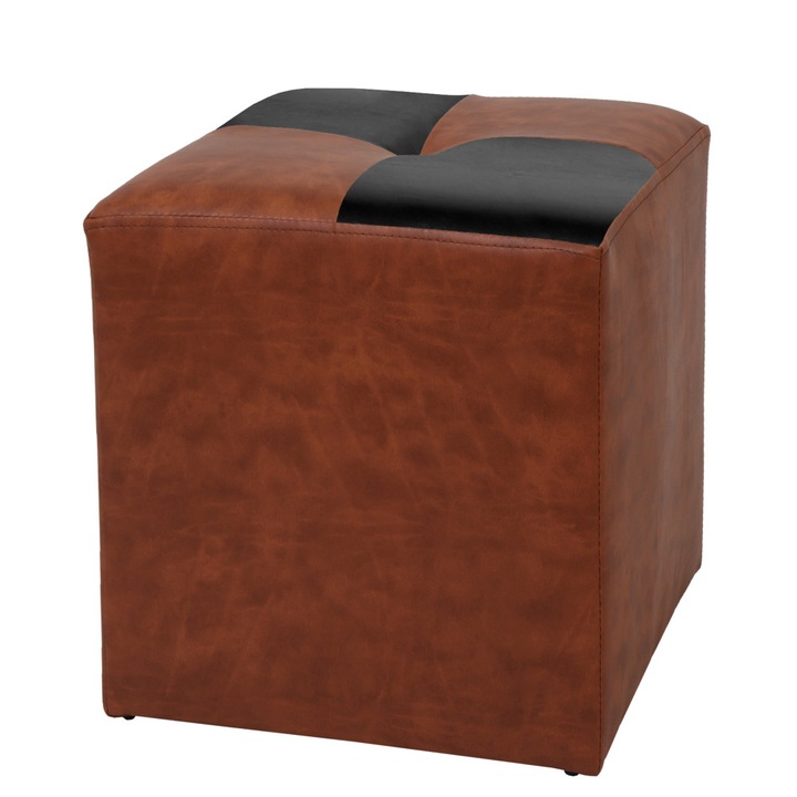 Taburet Cool - imitatie piele coniac/negru - 8070/21901