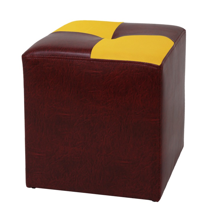 Taburet Cool - imitatie piele bordo/galben - 21902/22168