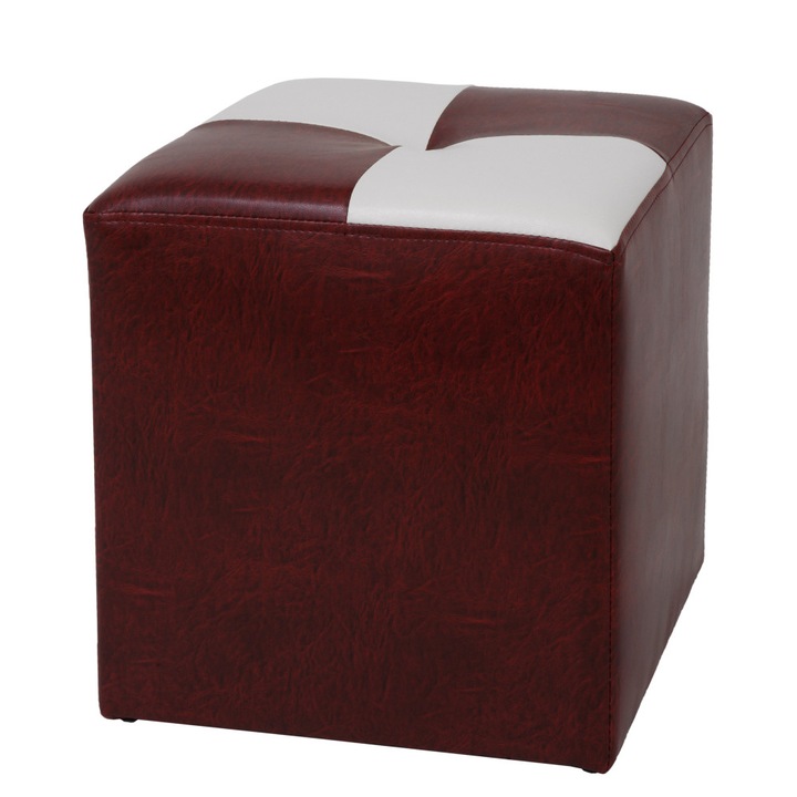 Taburet Cool - imitatie piele bordo/alb - 21902/21894