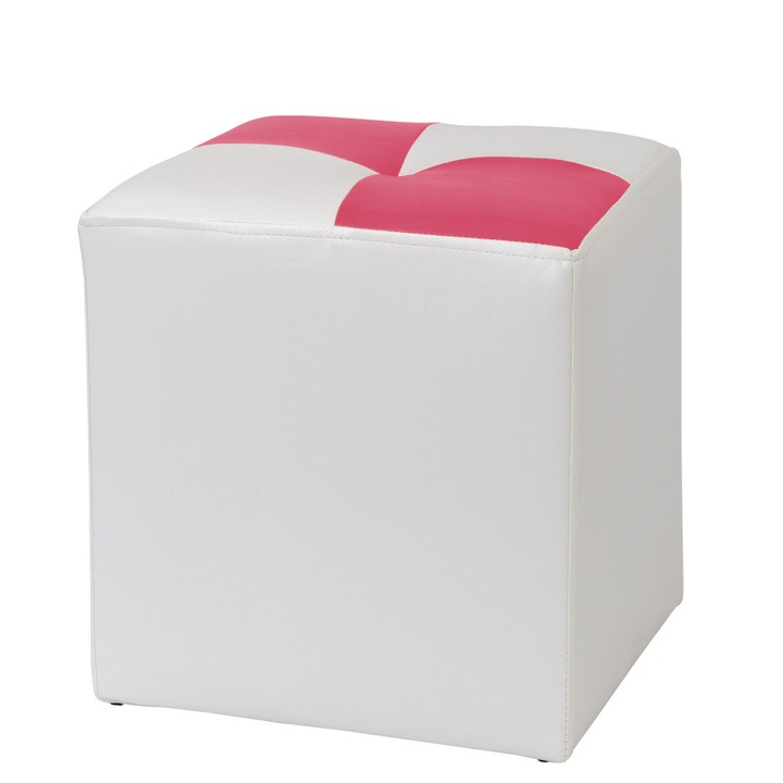 Taburet Cool - imitatie piele alb/roz - 21894/21896