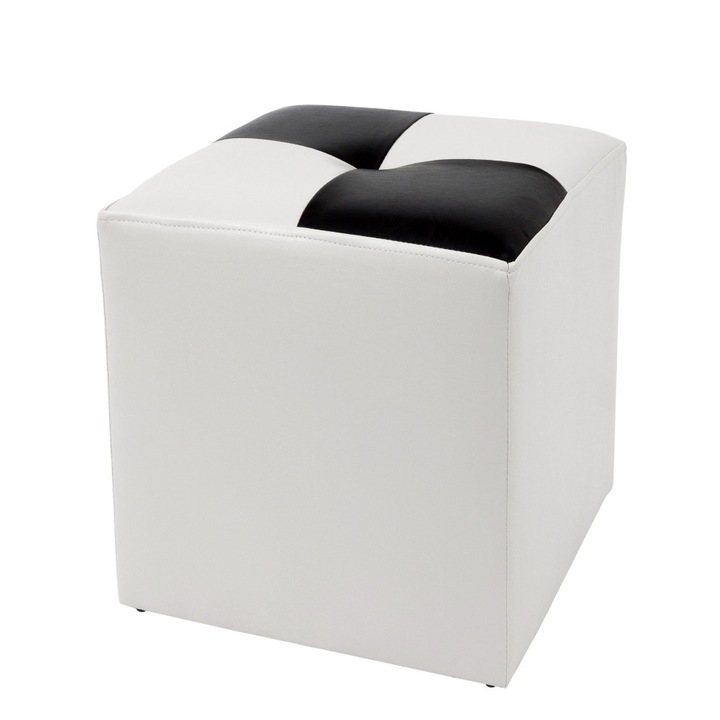 Taburet Cool - imitatie piele alb/wenge - 21894/21835