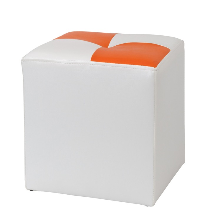 Taburet Cool - imitatie piele alb/portocaliu - 21894/21895