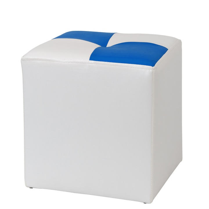 Taburet Cool - imitatie piele alb/albastru - 21894/21898