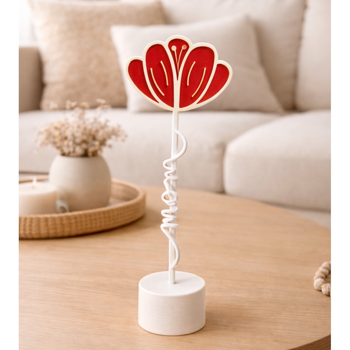 3D nyomtatott díszvirág "Mom" - Elegáns ajándék anyának, modern minimalista dekoráció, ajándék anyáknak, március 1 vagy 8, tavasz, anyák napja