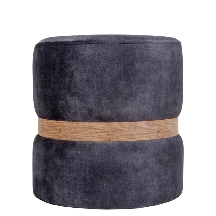 Taburet Ring - inel stejar - stofa P17 - gri