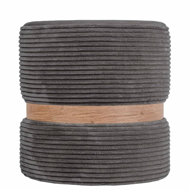 Taburet Ring - inel stejar - stofa L49 - gri petrol