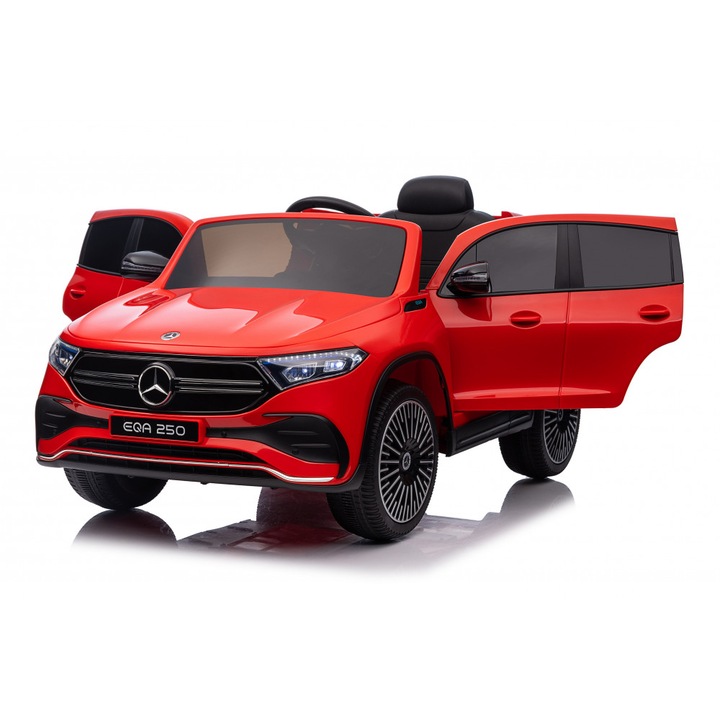 Masinuta electrica pentru copii cu licenta Mercedes Benz EQA Red, telecomanda 2.4G, motoare 2x35w, faruri si stopuri cu LED, deschidere usi, slow start, sistem troller