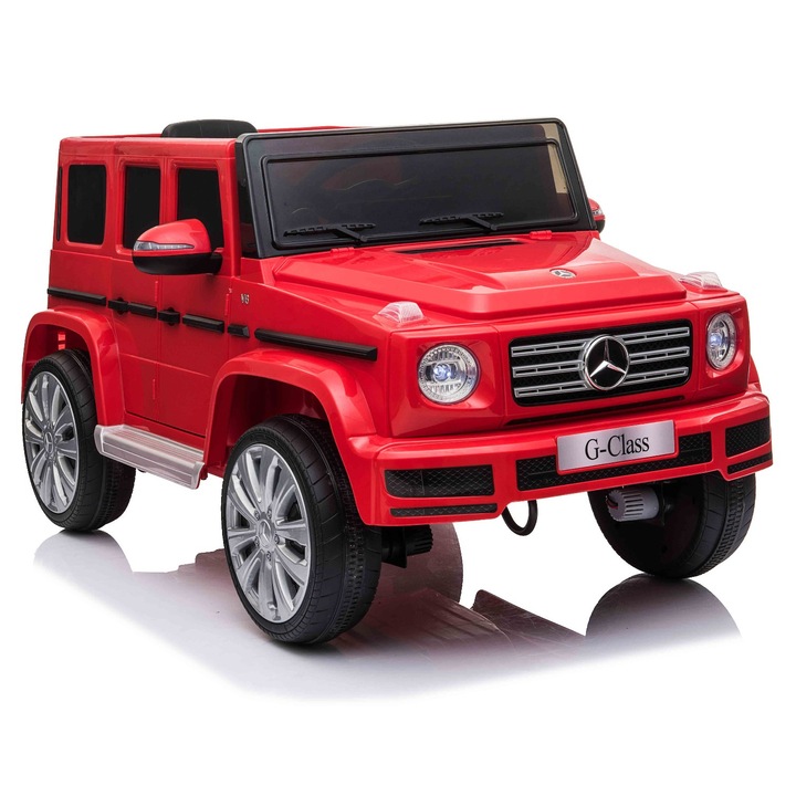 Masinuta electrica pentru copii Tea Sports, model Mercedes G500, rosu, telecomanda 2.4 GHz, lumini LED, 12V, 107x64x54cm