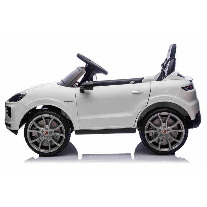 Masinuta electrica Tea Sports Porsche Cayenne 12V, alb, baterie litiu, telecomanda 2.4 GHz, 103x63x54.5cm