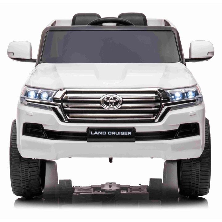 Masina electrica pentru copii, Tea Sports Toyota Landcruiser 12V, alb, scaun din piele, telecomanda, 125x73,5x58cm