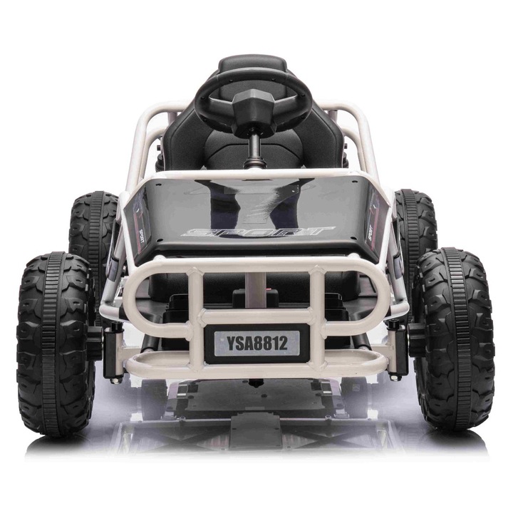 Kart electric SPORT-KART 24V, negru, roti EVA, scaun din piele, 2 x 50W Motor, baterie 24V, constructie metalica masiva