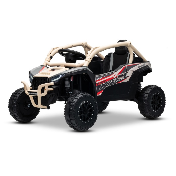 Masinuta electrica de jucarie Tea Sports Kawasaki TERYX KRX 1000, kaki, 12V, telecomanda 2.4GHz, scaun unic, dimensiuni 100x64x56cm