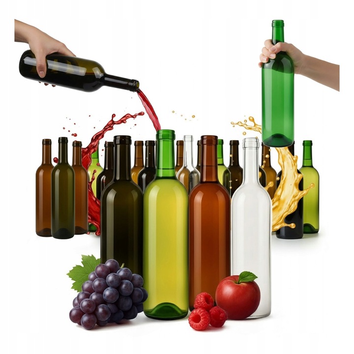 Комплект 40x Бутилка за Вино 750мл Бордо Зелена Маслина Кафява Прозрачна