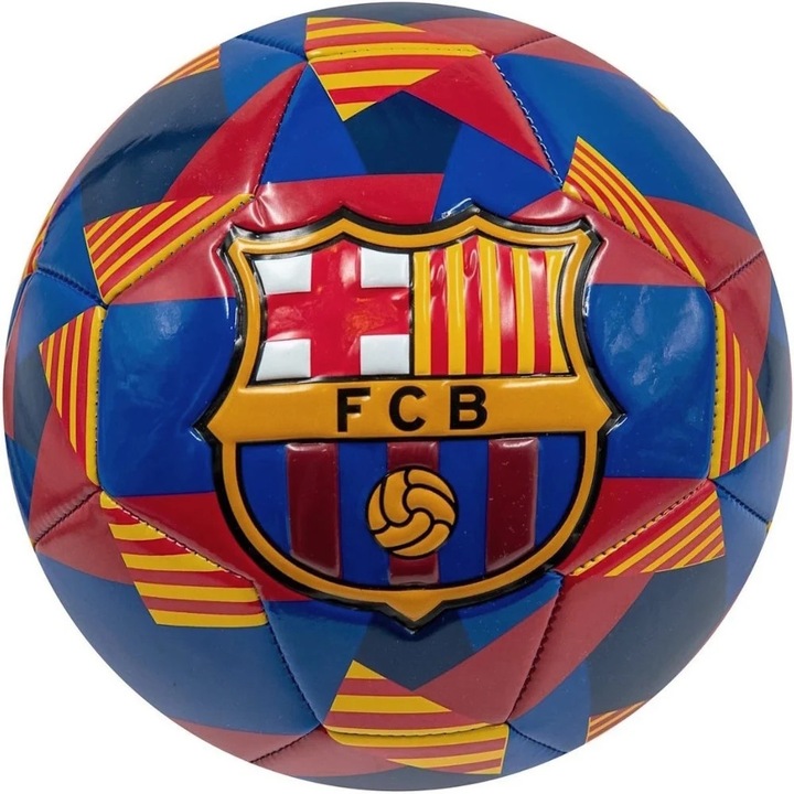 FC Barcelona Senyera Abstract futball labda, kék/piros/sárga, 5-ös méret