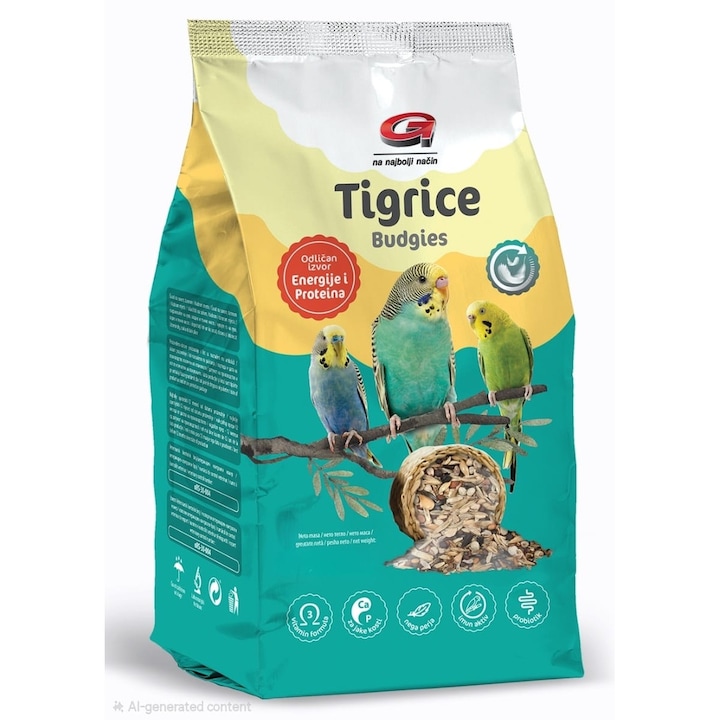 Hrana pentru perusi, papagali Tigrice, amestec cereale cu vitamine si minerale, 10 kg