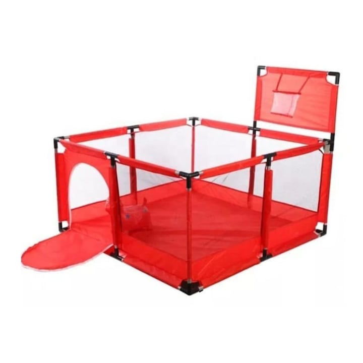 Tarc de joaca pentru copii, 30 bile incluse, rosu, 120 x 120 cm, 6 luni +