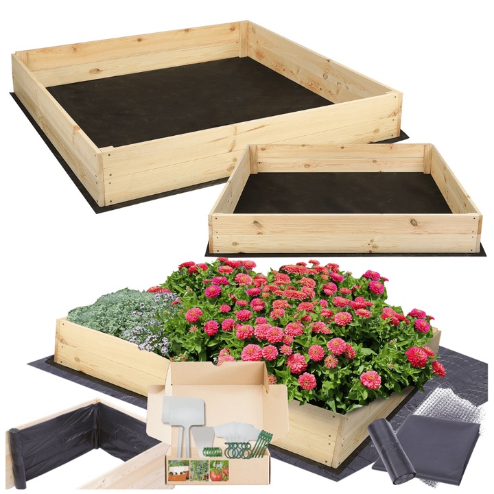 Gradina ridicata MODO24, 18x100x100cm, lemn, bej