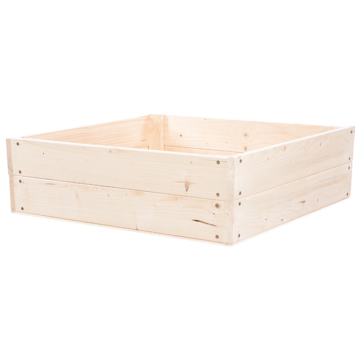 Pat de gradina inaltat MODO24, 18x90x90cm, lemn, bej