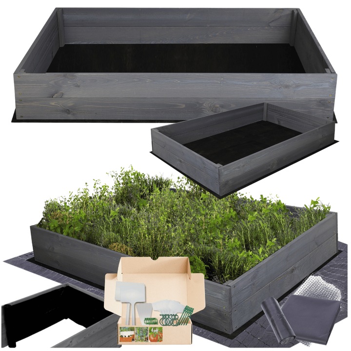 Gradina ridicata MODO24, 18x120x100cm, lemn, gri