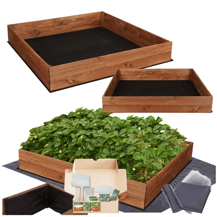 Gradina ridicata MODO24, 18x100x100cm, lemn, maro