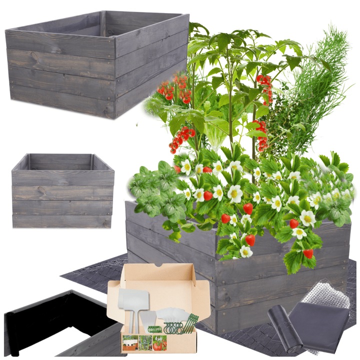 Gradina ridicata MODO24, lemn impregnat, 36x60x60cm, gri