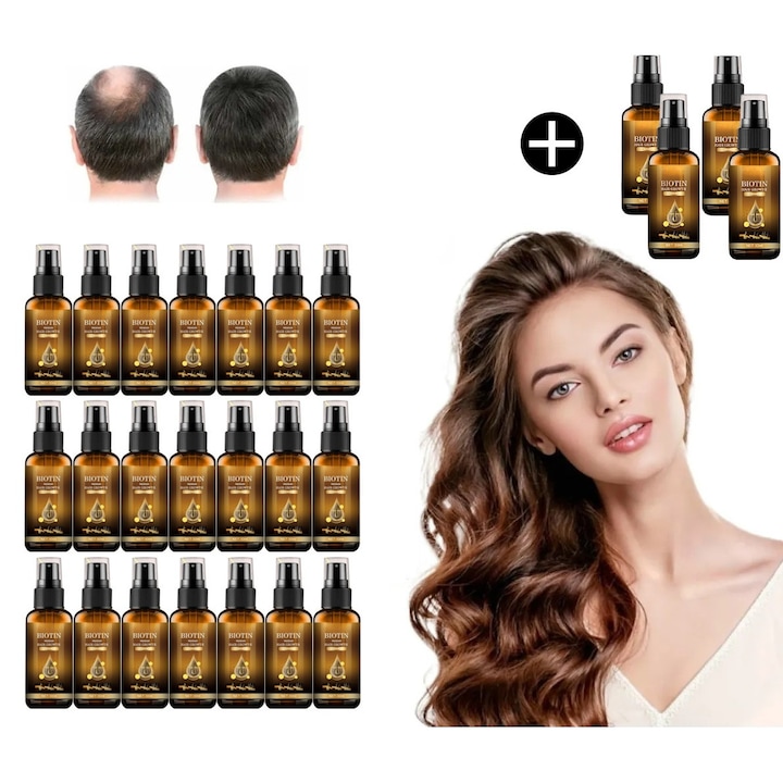25 bucati Ser Biotin pentru Par, Tratament Crestere Rapida, Intarire Fir, Opreste Caderea Parului, Reparare Varfuri, Scalp Sanatos, Hidrateaza Par Fragil, Fara Reziduuri Grase, Ser Anticadere Natural, biotina, Par Des, Lucios