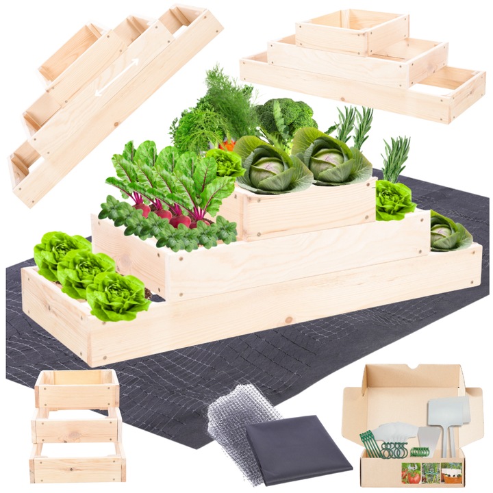 Ghiveci din lemn pentru legume, MODO24, 27x90x30cm, bej, cu impregnare