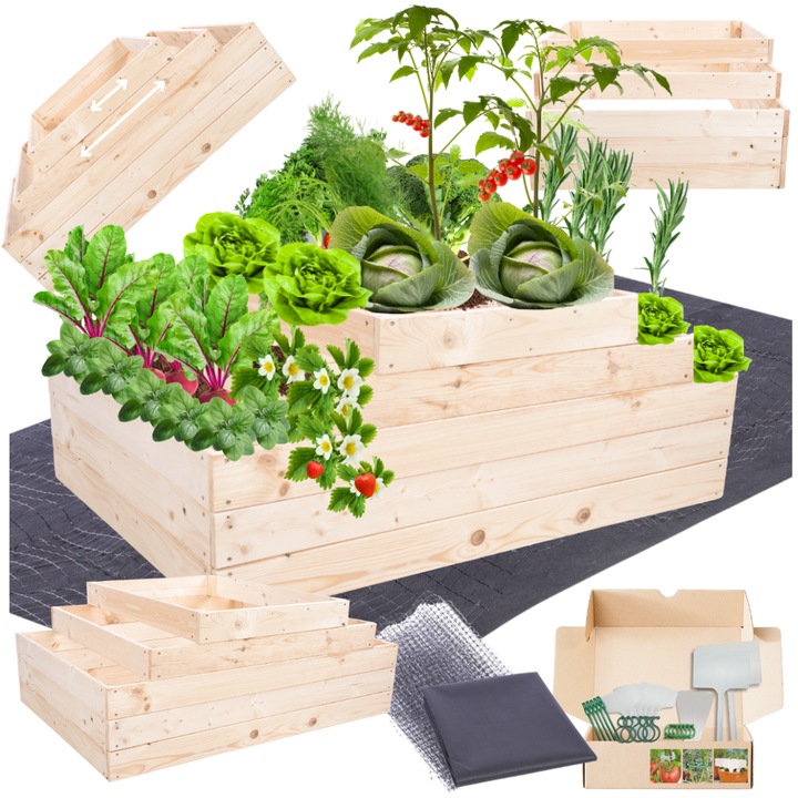 Ghiveci din lemn MODO24, gradina ridicata, 45x120x90cm, bej, auto-montare