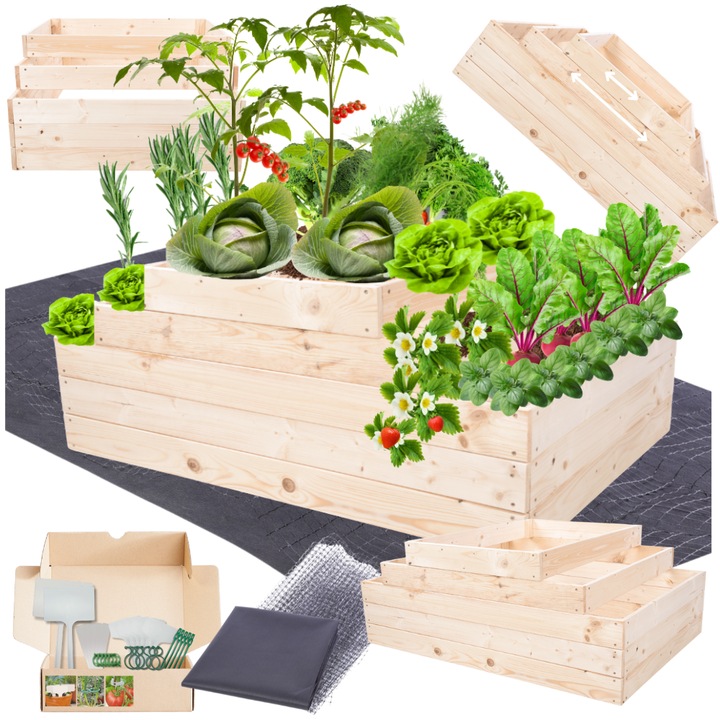 Ghiveci din lemn MODO24, gradina inaltata, 45x120x80cm, bej, auto-montare