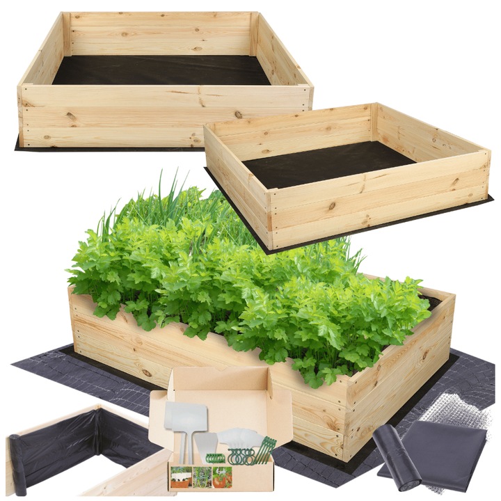 Gradina ridicata MODO24, 27x100x100cm, lemn, bej