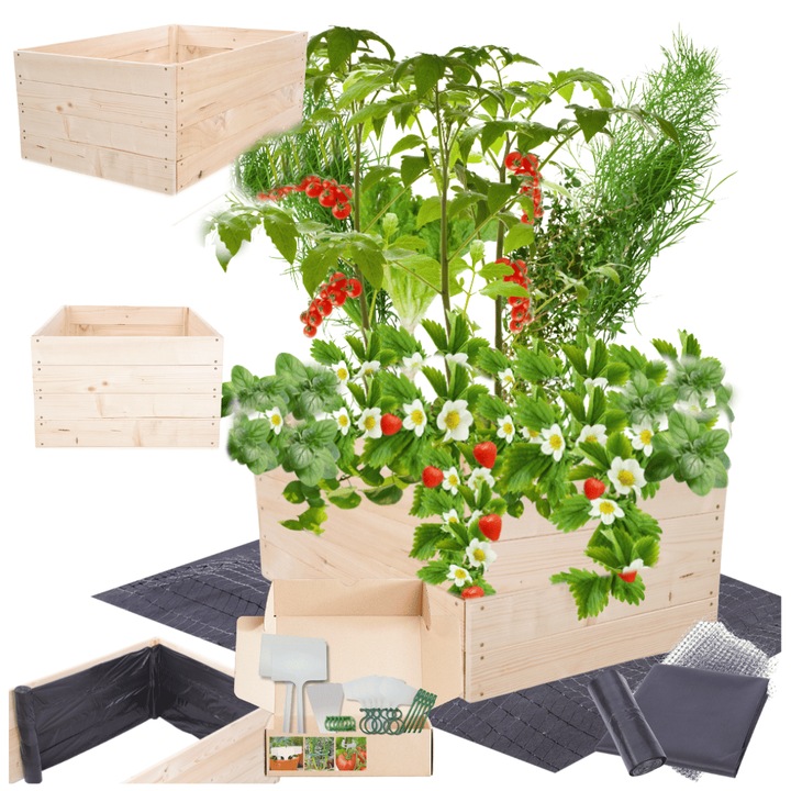 Gradina ridicata MODO24, 36x90x80cm, lemn, bej