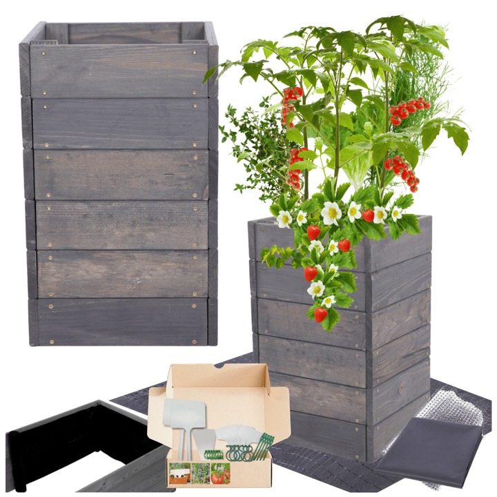 Gradina ridicata MODO24, 54x30x30cm, lemn, gri