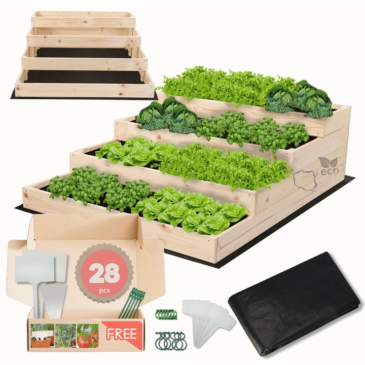 Strat inaltat pentru gradina, MODO24, 36x90x120cm, set cu accesorii