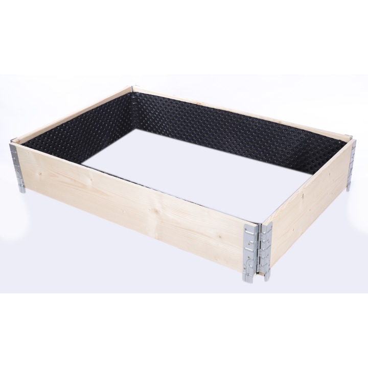 Jardiniera gradina inaltata MODO24, 20x120x80cm, lemn, bej, set cu folie si accesorii gradinarit