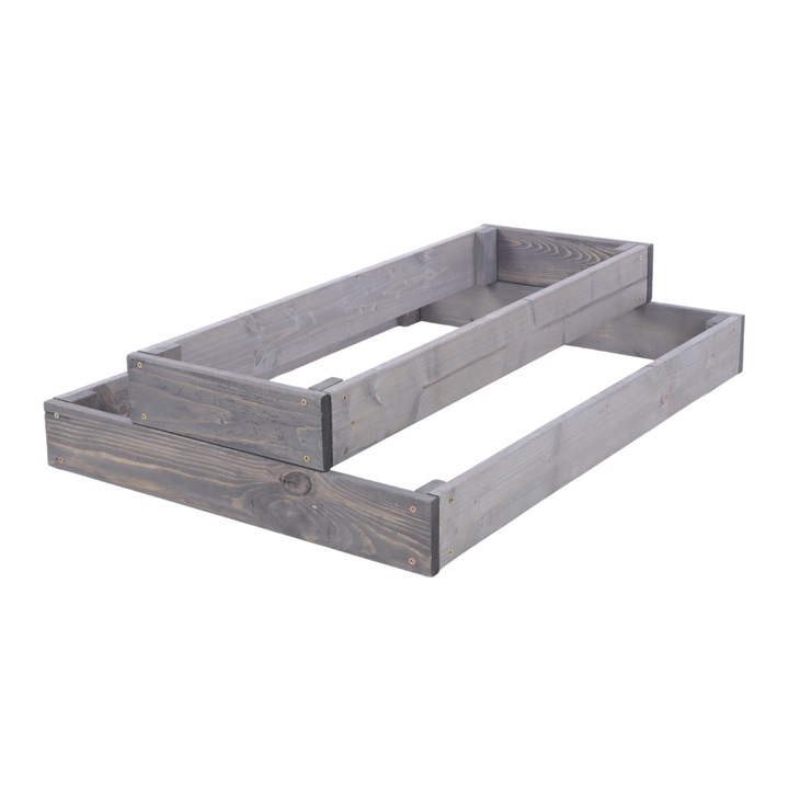 Pat inaltat pentru gradina, din lemn, Modo24, reglabil, 18x60x60cm, gri, pentru legume si plante