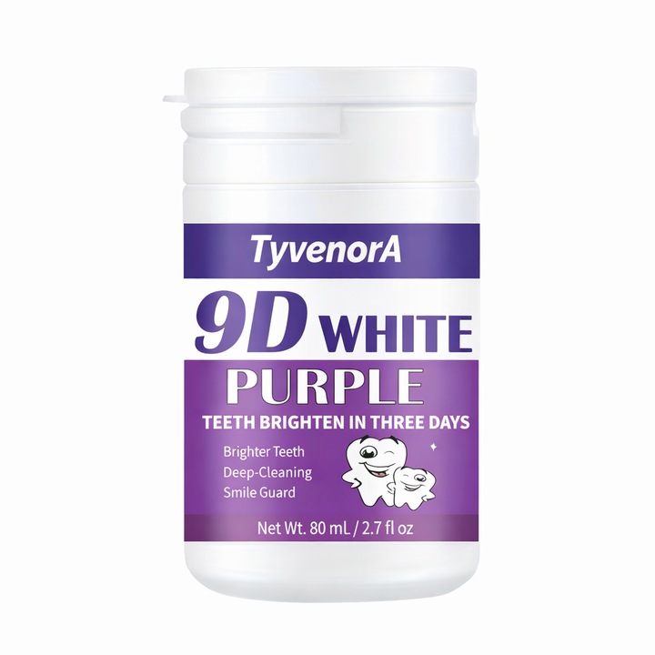 Pudra pentru albirea dintilor TYVENORA 9D, 80 ml, pentru dinti & gingii sensibile, blanda
