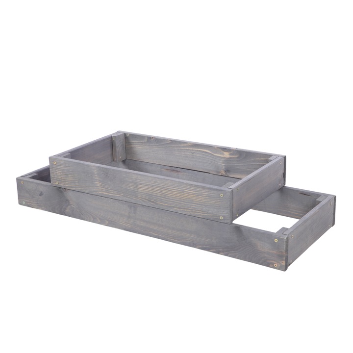 Pat inaltat pentru gradina, din lemn, Modo24, 18x90x30cm, gri, pentru legume, auto-montare
