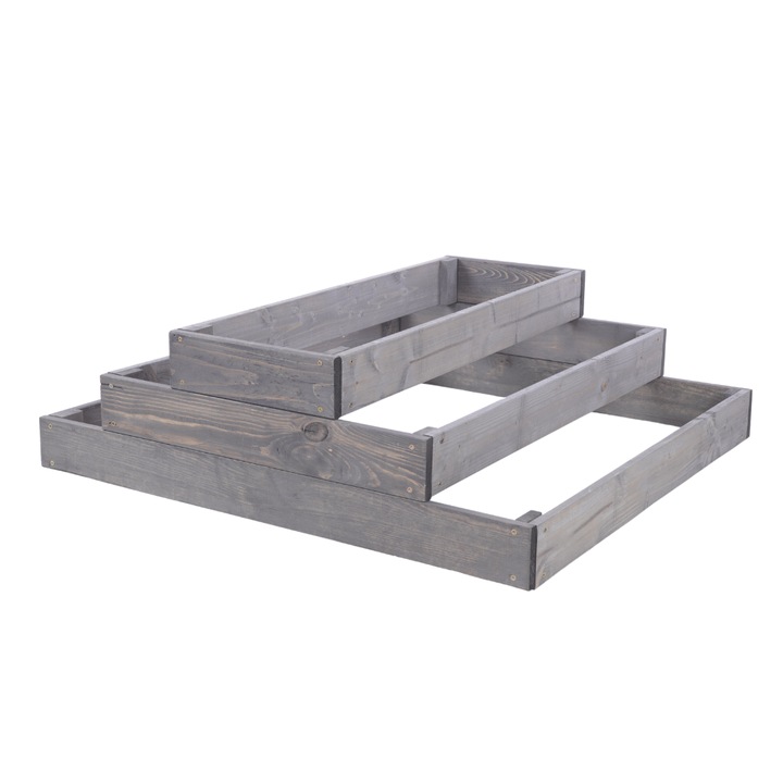 Pat inaltat pentru gradina, din lemn MODO24, 27x120x90cm, gri, pentru legume