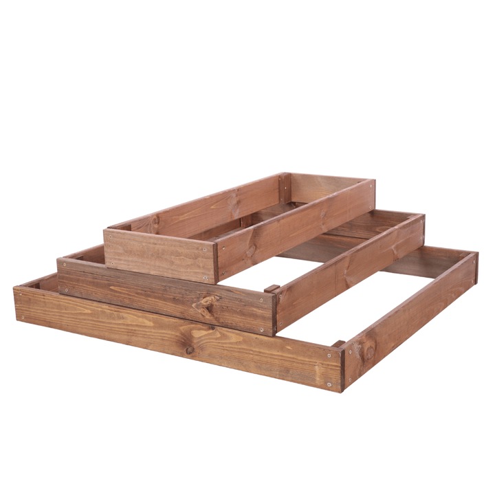 Pat inaltat pentru gradina, din lemn MODO24, 27x120x90cm, culoare maro, pentru legume, auto-montare