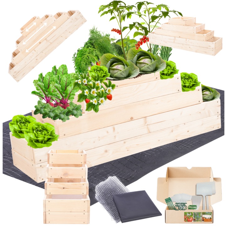 Ghiveci din lemn MODO24, gradina inaltata, 45x120x30cm, bej, auto-montare