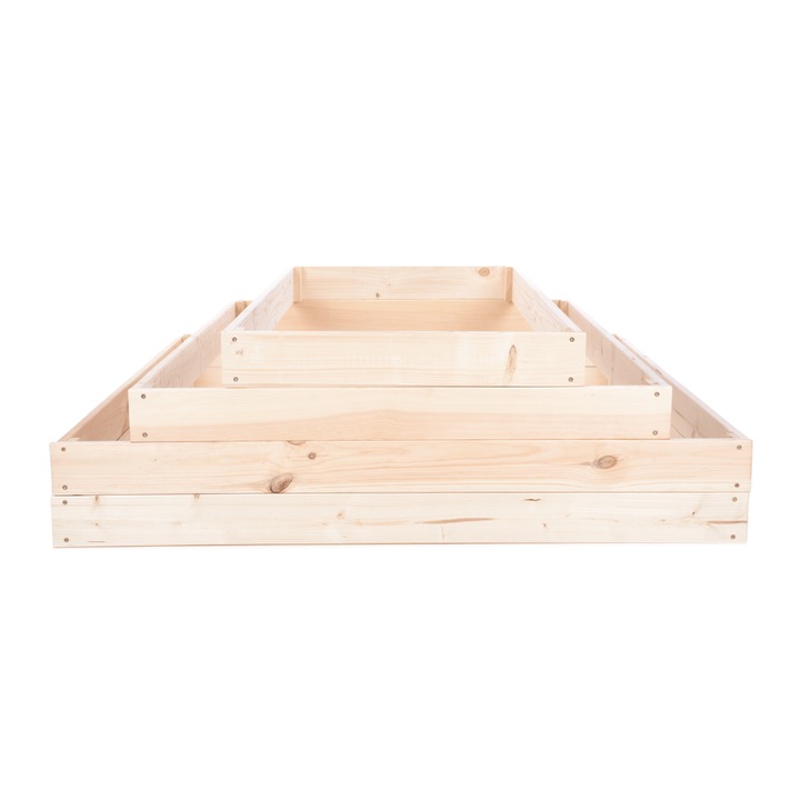 Pat inaltat pentru gradina, din lemn, pentru legume, Modo24, 36x120x100cm, bej, auto-montare, rezistent la intemperii