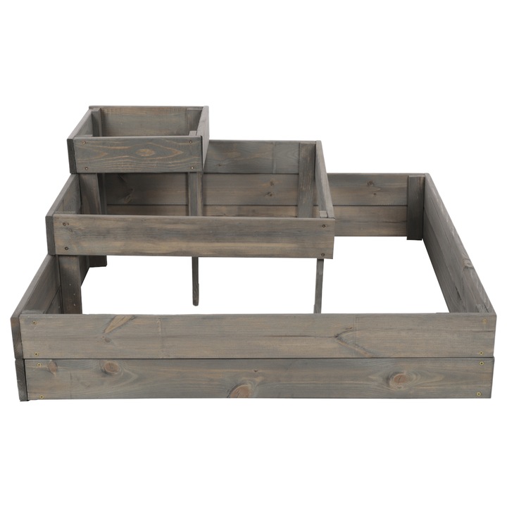 Pat de gradina inaltat MODO24, lemn, gri, 36x90x90cm