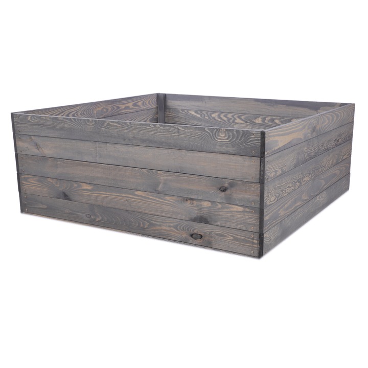 Pat de gradina inaltat MODO24, 45x100x100cm, lemn, gri